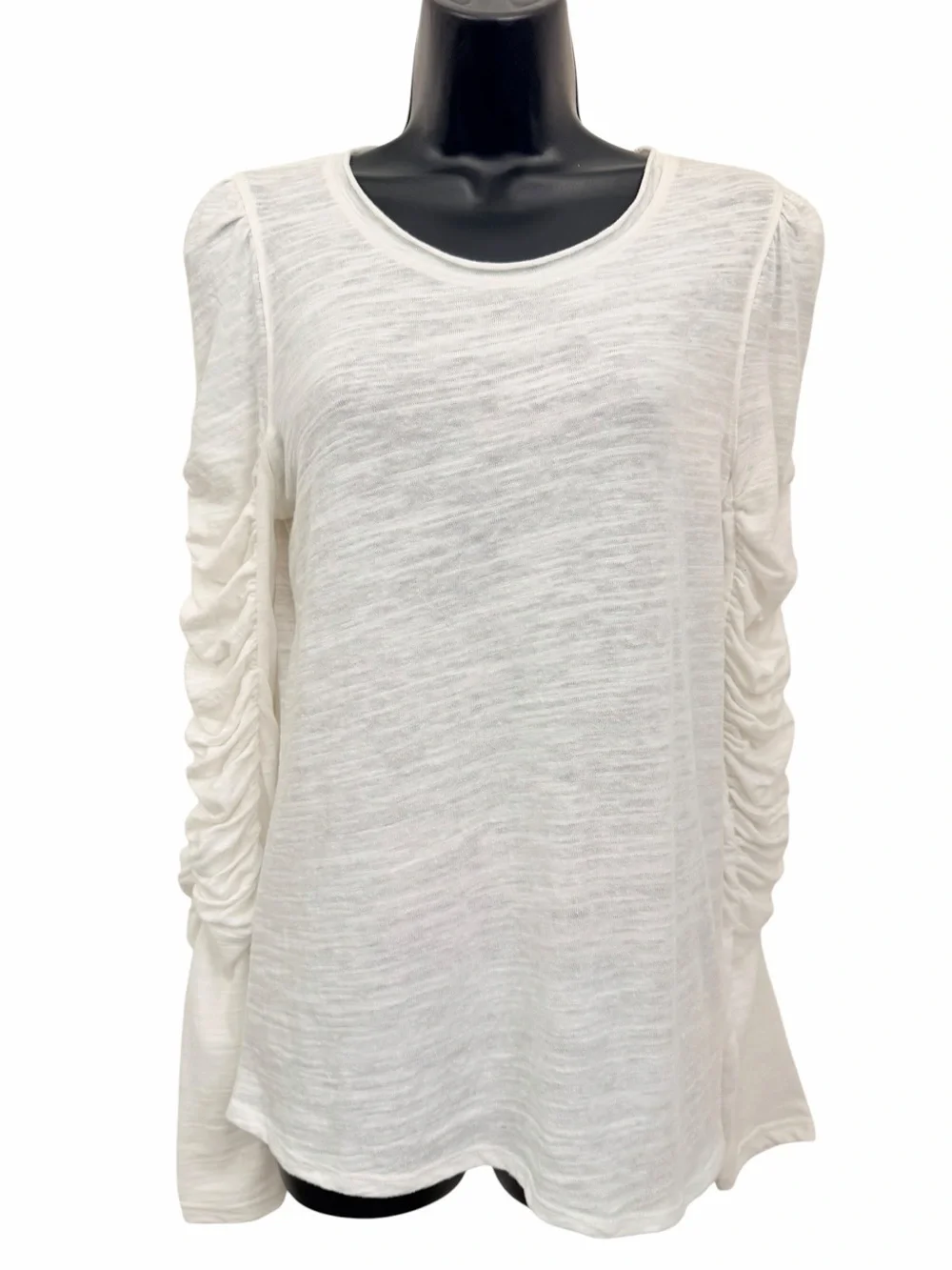Free People We The Free White Ruched Sleeve Long Sleeve Top Small NWT